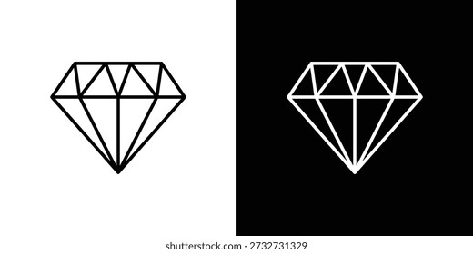 Icono de diamante en diseño de línea. icono de trazo editable.