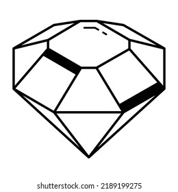 A diamond icon in line isometric design 