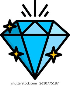 Diamond Icon Lineal Color Vector Illustration