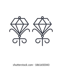 Diamond icon, linear isolated illustration, thin line vector, web design sign, outline concept symbol with editable stroke on white background.