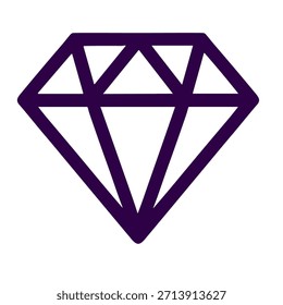 Icono de diamante. Una Ilustración vectorial lineal de diamante aislado sobre fondo blanco.