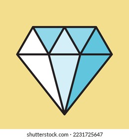 icono de diamante lineal, color amarillo y azul, ilustración vectorial 