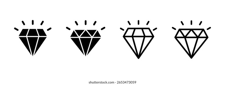 Diseño del logotipo del icono del diamante. signo y símbolo de las gemas del diamante