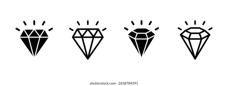 Diseño del logotipo del icono del diamante. signo y símbolo de las gemas del diamante