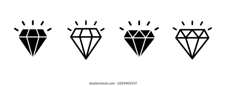Diseño del logotipo del icono del diamante. signo y símbolo de las gemas del diamante