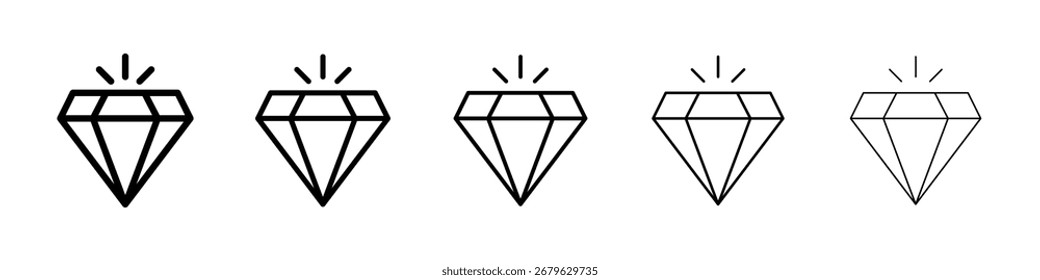 Logotipo de icono de diamante en líneas de trazo colección
