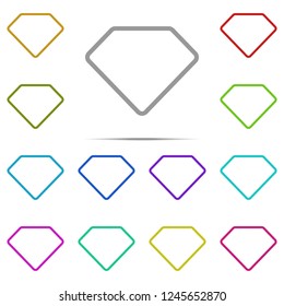 Diamond icon in multi color. Simple outline vector of web, minimalistic set for UI and UX, website or mobile application