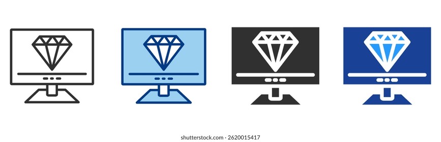 Diamond Icon Multiple Style Vector Collection
