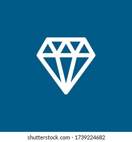Diamond Icon On Blue Background. Blue Flat Style Vector Illustration.