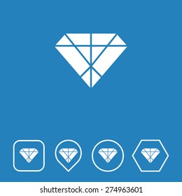 Diamond Icon on Flat UI Colors with Different Shapes. Eps-10.
