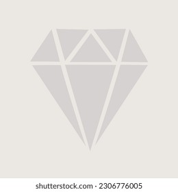 Diamond icon on gray background . Crystal diamond jewelry. Vector illustration.