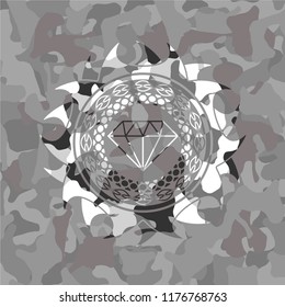 diamond icon on grey camo pattern