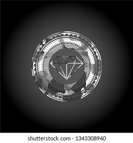 diamond icon on grey camouflaged texture