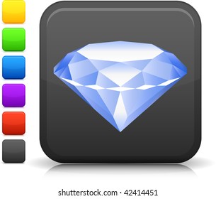 Diamond icon on square internet button  Six color options included.