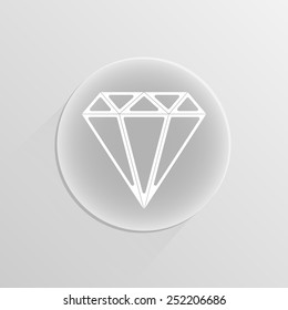 Diamond icon on a white button with shadow 