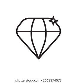 Dibujo de línea de trazo editable de contorno de icono de diamante EPS