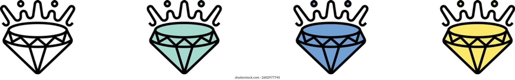 diamond icon. Outline, Green, Blue and Yellow Style Design Isolated On White Background