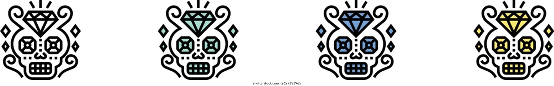 diamond icon. Outline, Green, Blue and Yellow Style Design Isolated On White Background