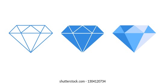 Diamond icon in outline, logo, flat style. Vector jewel symbol.