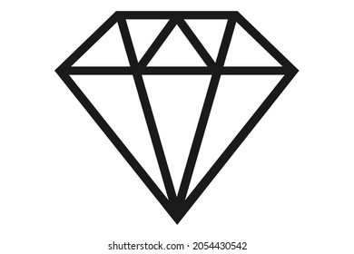 Diamond icon. Outline diamond symbol. Gem sign. Transparent gemstone