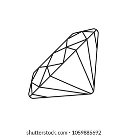 Diamond icon. Outline diamond vector icon for web design isolated on white background