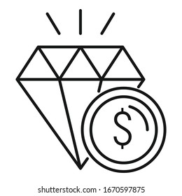 Diamond icon. Outline diamond vector icon for web design isolated on white background