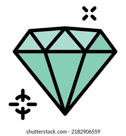 Diamond icon outline vector. Wedding gold. Gift jewel