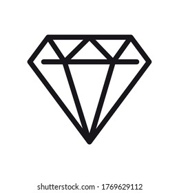 Icono de diamante sobre fondo blanco, estilo de línea, ilustración vectorial