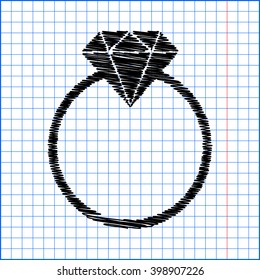 Diamond icon with pen effect on paper