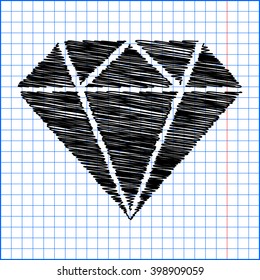 Diamond icon with pen effect on paper
