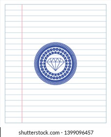 diamond icon with pen strokes. Blue ink. Vector Illustration. Detailed.