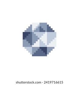 Icono de diamante. Estilo de arte de la Pixel. Piedra preciosa. Diseño de punto. Logo de la tienda de joyas. Sprite de 8 bits. Ilustración vectorial aislada. Activos de juego.