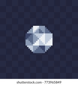 Diamond icon. Pixel art style. Precious stone. Knitting design. Jewelry store logo. 8-bit sprite. Isolated vector illustration. Game assets.