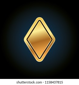 Diamond icon, poker playing cards ace, golden vector illustration