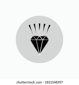 Icono de diamante presentado en estilo glifo y gris alrededor del fondo. Símbolo de joyería - Vector.