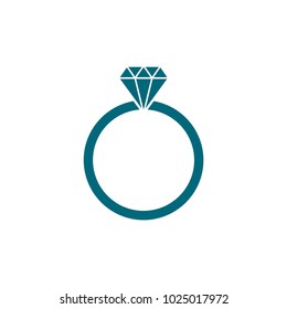 diamond icon, diamond ring in trendy flat style 