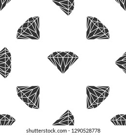 Diamond icon seamless pattern on white background. Jewelry symbol. Gem stone. Flat design. Vector Illustration
