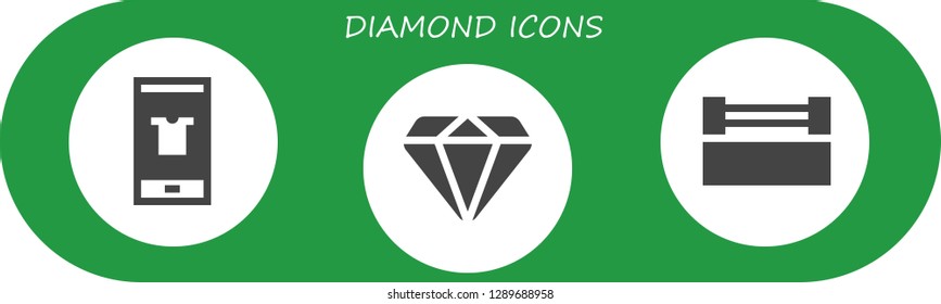  diamond icon set. 3 filled diamond icons. Simple modern icons about  - Fashion, Diamond, Ring