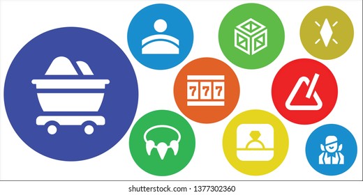 diamond icon set. 9 filled diamond icons.  Simple modern icons about  - Mine, Convex, Crystal, Necklace, Ring, Slot machine, Triangle, Diamond, Croupier