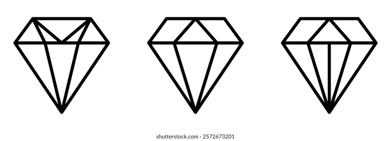 Diamond icon set. Black and white diamond icon. Diamond icon set with modern style. Diamonds logo design. Vector illustration. EPS 10.