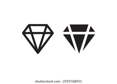 Diamond Icon Set in Black and White Vector