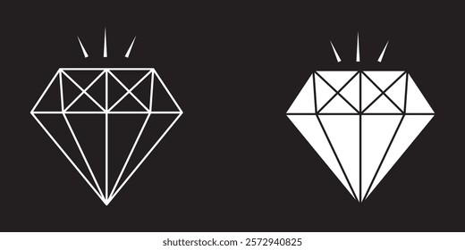 Diamond icon set. Different shapes of diamond cuts. Dimond icon set in flat style. Abstract black diamond collection icons. 1176