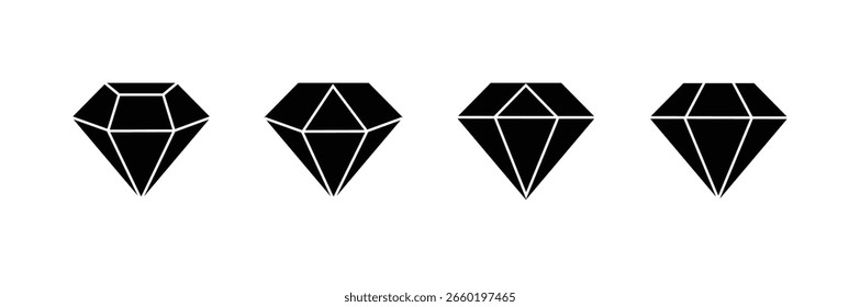 Conjunto de iconos de diamante. Diferentes Formas de cortes de diamante. Conjunto de iconos de diamante en estilo plano. Iconos de colección de diamante. Diseño de lostockgo de diamantes. Ilustración vectorial.