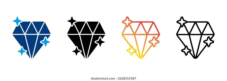 Diamond Icon Set Different Style Collection