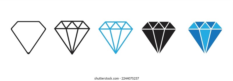 Diamond icon. Diamond icon set in flat style. Diamond icon simple style. Gem logo isolated. Diamond Shapes gemstone. Vector illustration.