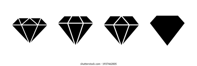 Diamond icon set. diamond gems vector icon.