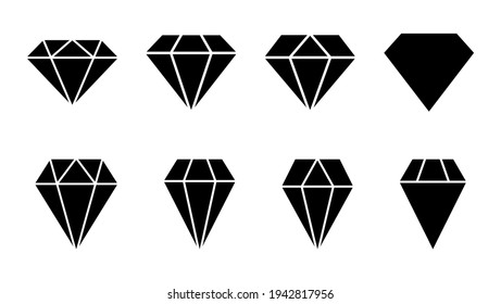 Diamond icon set. diamond gems vector icon.
