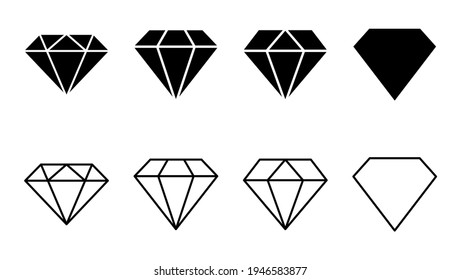 Diamond icon set. diamond gems vector icon.