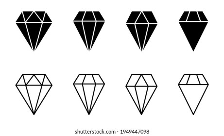 Diamond icon set. diamond gems vector icon.