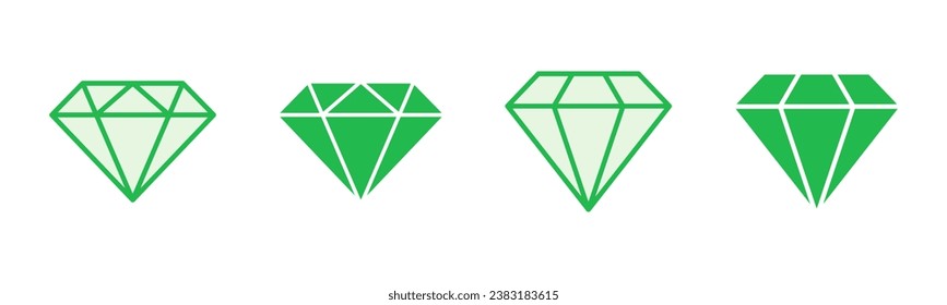 Juego de iconos de diamantes. icono del vector de gemas de diamante.